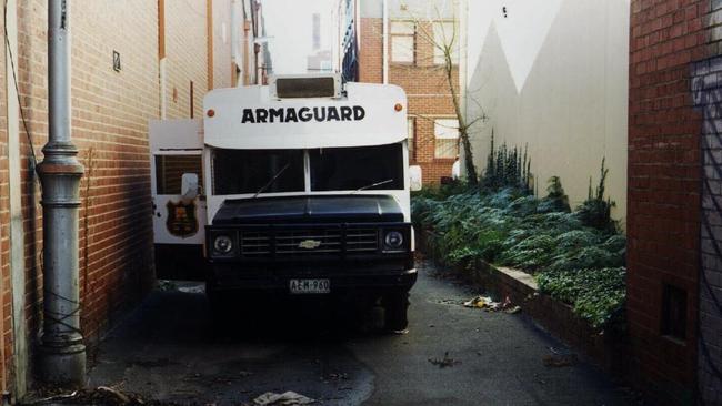 The abandoned Armaguard van after the heist.