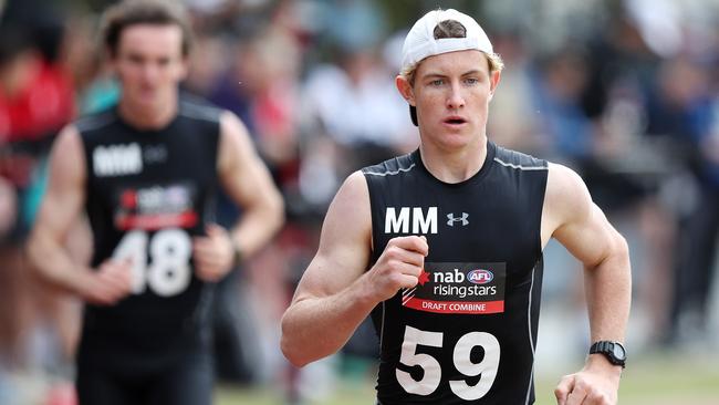 New Sydney midfielder Chad Warner during the 2km time trial at the draft combine in October. Picture: Michael Klein.