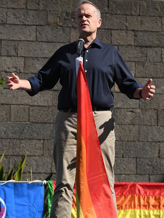 Bill Shorten speaks at a marriage equality rally at RMIT in Melbourne. Picture: Julian Smith, AAP Image.