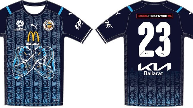 The computer design of the jersey the Ballarat City Football Club will wear in their final game of the year. It has been designed with the help of Puma. Picture: Supplied.