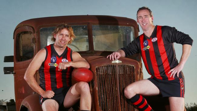 Brothers Hayden Burgiel, left and Adrian Burgiel were stars for Maffra. Picture: Colleen Petch.