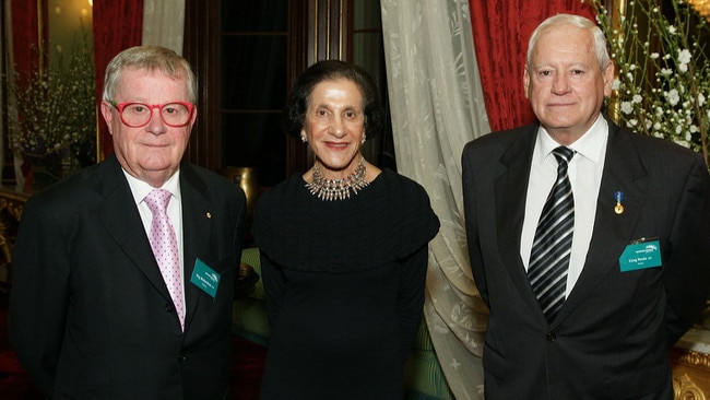 Greg (right) pictured with friend and fellow businessman Reg Richardson (L) and then NSW Governor Marie Bashir in 2011.