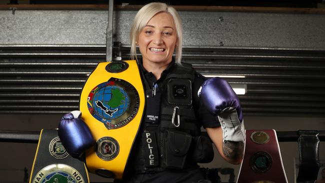 Australasian female featherweight champion Constable Beck Hawker. Picture: Annette Dew