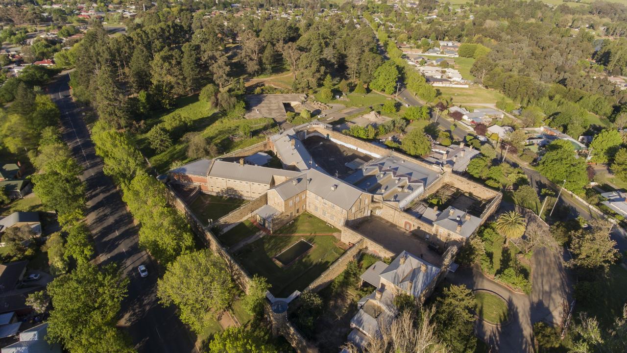 An aerial view of Beechworth Gaol, which is among Victoria’s more haunted locations. Picture: Scout Studio.