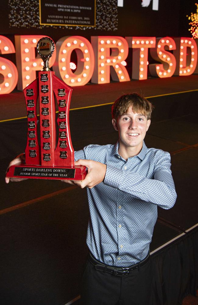 Sports Darling Downs Junior Sports Star of the Year Cedar Johnson at the presentation dinner at Rumours International, Saturday, February 1, 2025. Picture: Kevin Farmer