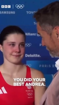 Emotional moment dad comforts his daughter after her Olympics loss