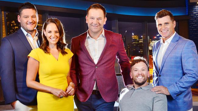 The new-look Footy Show: Brendan Fevola, Neroli Meadows, Anthony 'Lehmo' Lehmann, Dylan Alcott and Shane Crawford. Picture: Nicki Connolly