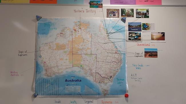 The class started by learning about Queensland through postcards.