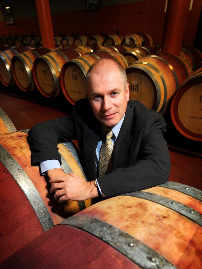 Chief Executive of the South Australian Wine Industry Association Brian Smedley, in the barrel hall at Magill Estate.