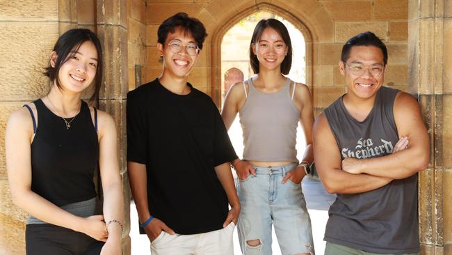 International students, from left, Szu-Yen Lee, An Po-Ru, Yingyi Zhang and Yiping Qiao, in Sydney on Monday, want to stay on and work in Australia. Picture: John Feder