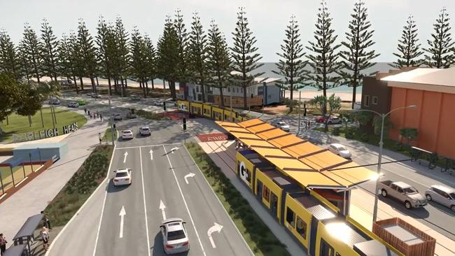 The tram station at Burleigh Heads