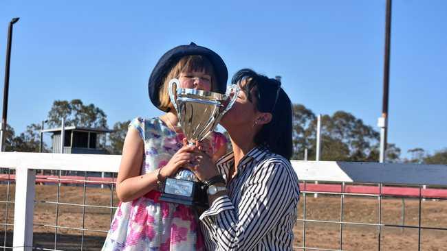 FOR DAD: Jorja Crompton and her mum Jackie with the Ken Dowling Cup, named in memory of Jackie's late father. Picture: Meg Gannon