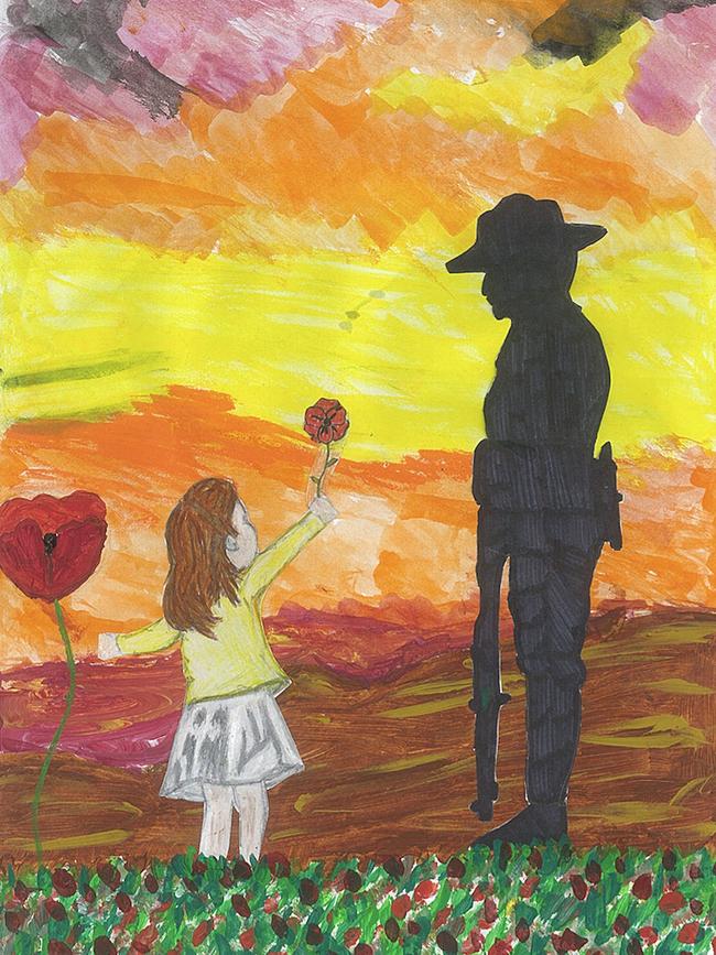 PRIMARY SCHOOL WINNER: Lest we Forget by Cambridge Park Public School Year 5 student Savannah-Lee Presbury.