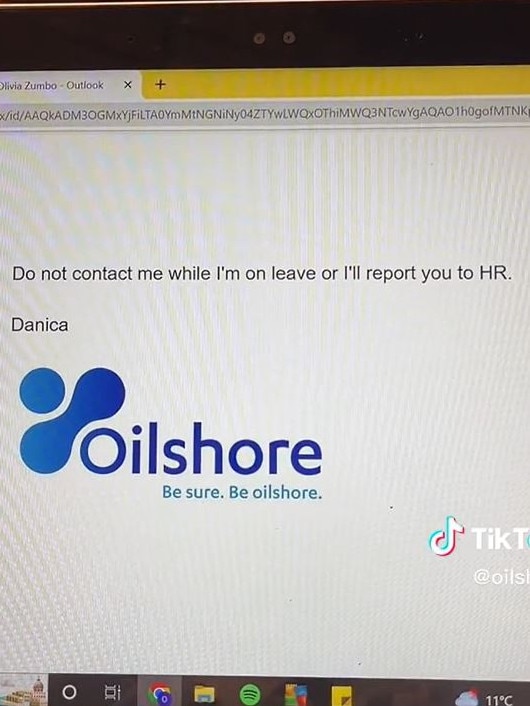 The TikTok showcased a variety of … unusual email sign-offs. Picture: Oilshore/TikTok