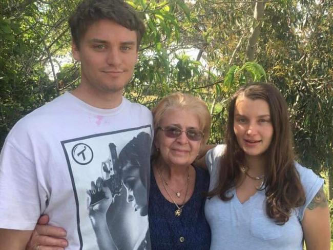 Gage Wilson with his sister Niki Manidakis and their grandmother Marie. Picture: Supplied by Elizabeth Kovacs