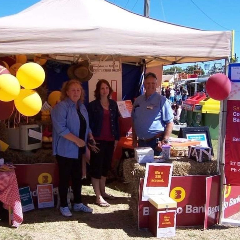 Robin Pitcher (right) was heavily involved in getting Sarina's Bendigo Bank up and running. Picture: Supplied