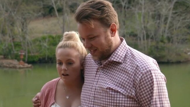 Denton looked very uncomfortable as his fiance discussed her unsatisfying sex life on national television. Picture: Channel 7.