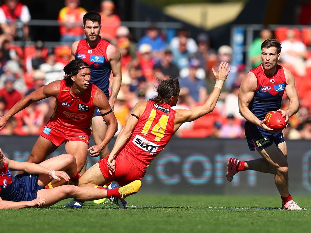 Jack Viney was the key to Melbourne’s win on the Gold Coast on Saturday. Picture: Chris Hyde/Getty Images