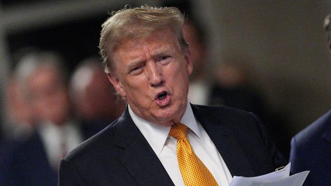 Former US president Donald Trump outside Manhattan Criminal Court in New York. Picture: AFP