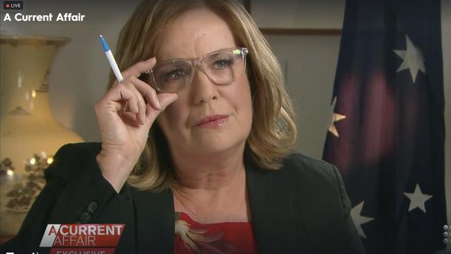 A Current Affair host Tracy Grimshaw interviews Prime Minister Scott Morrison.