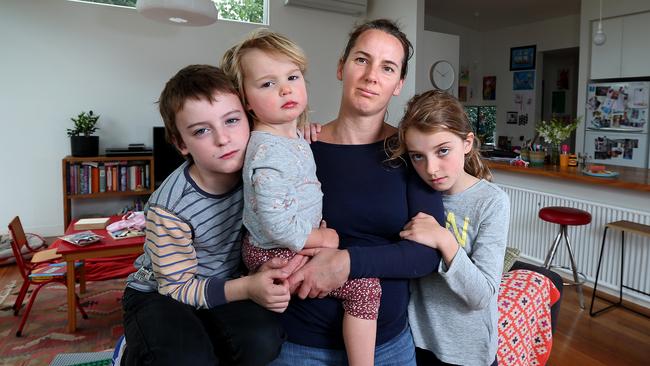 Kari Palmer and her children Edward, Adelaide and Lily don’t want to move. Picture Rebecca Michael.