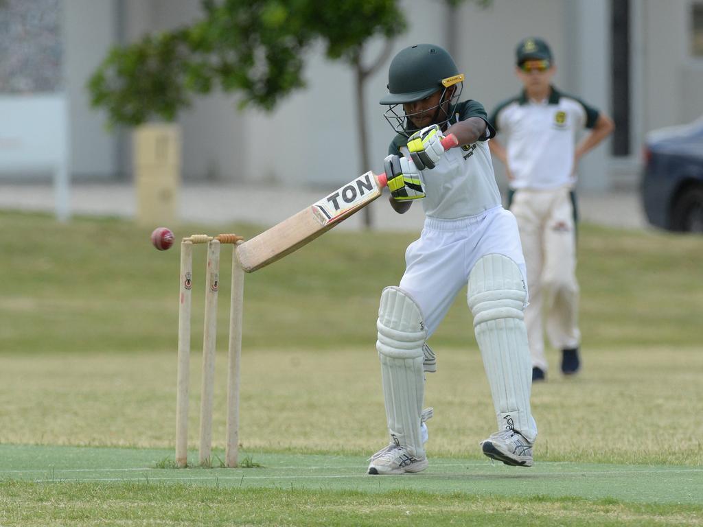 Ryan Weththasinghe batting during an Ipswich u12 representative trial at Jim Donald Oval on Sunday.