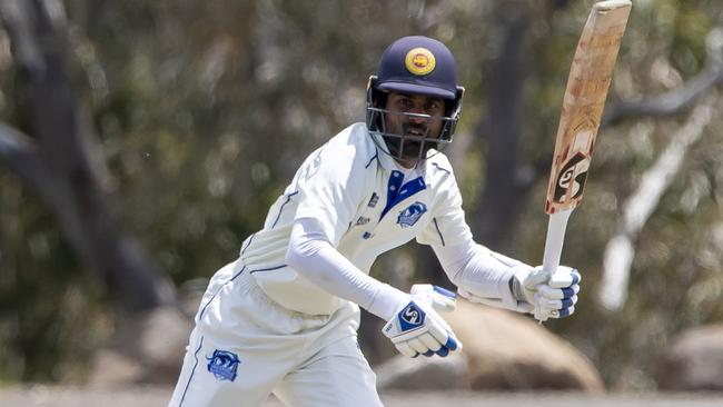 Kaushal Silva in action for Greenvale Kangaroos. Picture: Andy Brownbill