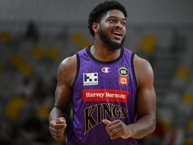 GOLD COAST, AUSTRALIA - SEPTEMBER 13: Cameron Oliver of the Kings looks on during the 2024 NBL Blitz match between Sydney Kings and New Zealand Breakers at Gold Coast Sports and Leisure Centre on September 13, 2024 in Gold Coast, Australia. (Photo by Matt Roberts/Getty Images)