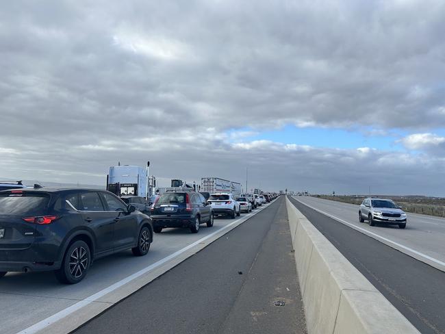 Police are warning motorists traveling on the city-bound lanes of the North South Motorway to expect delays after a crash at Dry Creek.