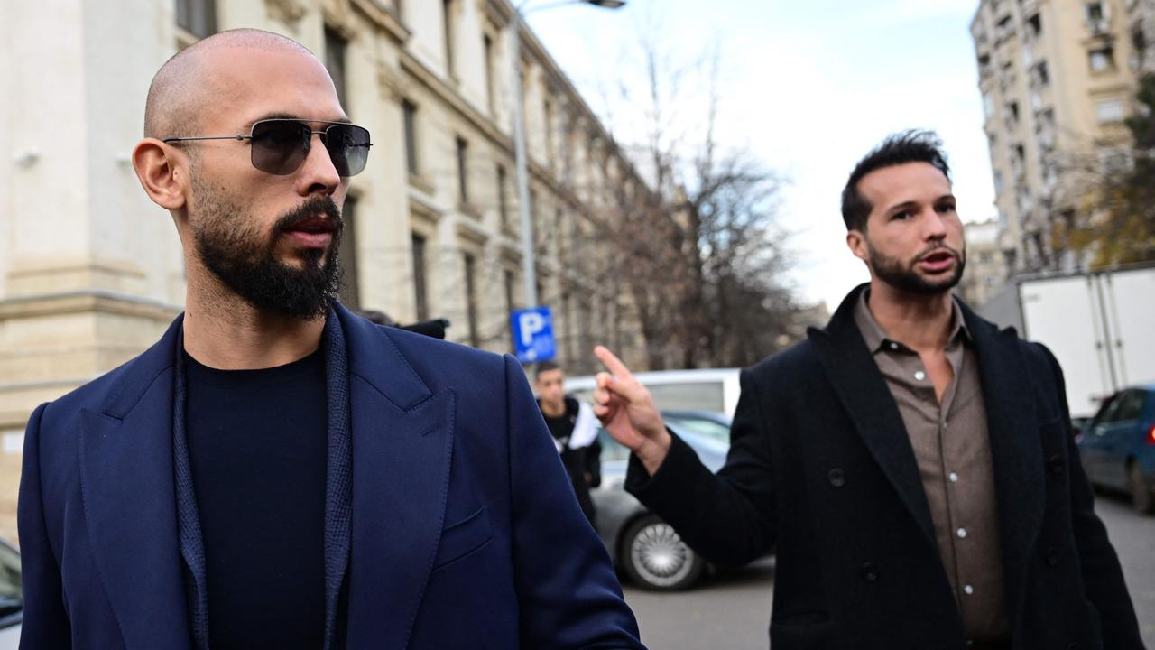 Manosphere personality Andrew Tate and his brother, Tristan Tate. Picture: Daniel Mihailescu/AFP