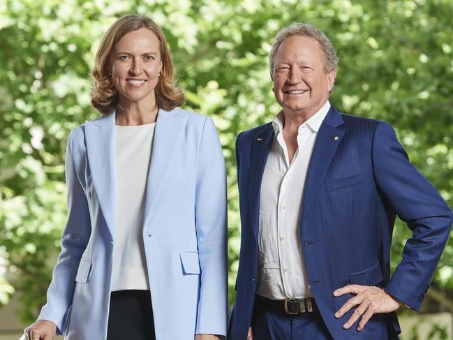 New Fortescue iron ore chief  Fiona Hick (L) and Fortescue chief executive Andrew Forrest. Picture: Frances Andrijich