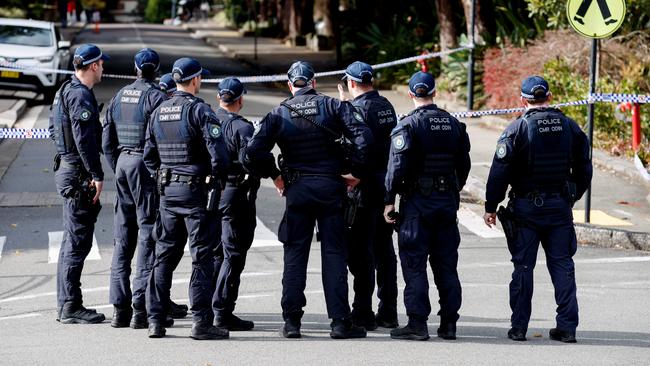 Police on the scene of a stabbing at Sydney University. Picture: NewsWire / Nikki Short