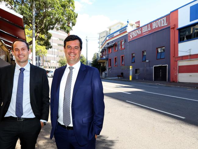 Michael and Andrew Gard in front of the old Spring Hill pub they sold for $6.5 million Wednesday 1st May 2024 Picture David Clark