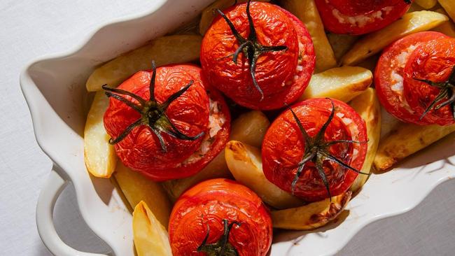 Elizabeth Hewson's herby rice-filled tomatoes.