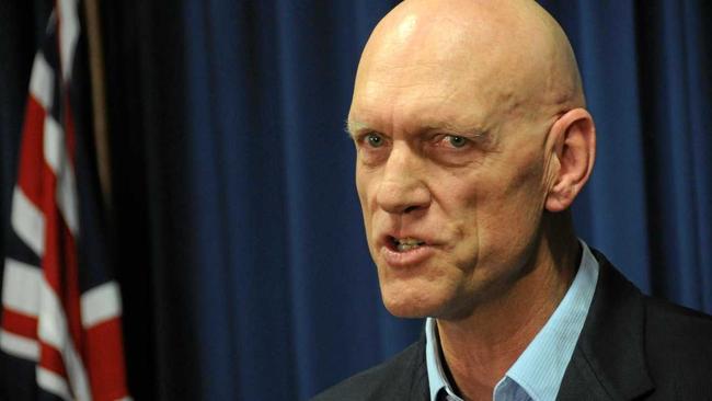 Federal Environment Minister Peter Garrett stops the proposed Traveston Crossing Dam at a press conference in Brisbane, 11 November 2009. Picture: Craig Warhurst