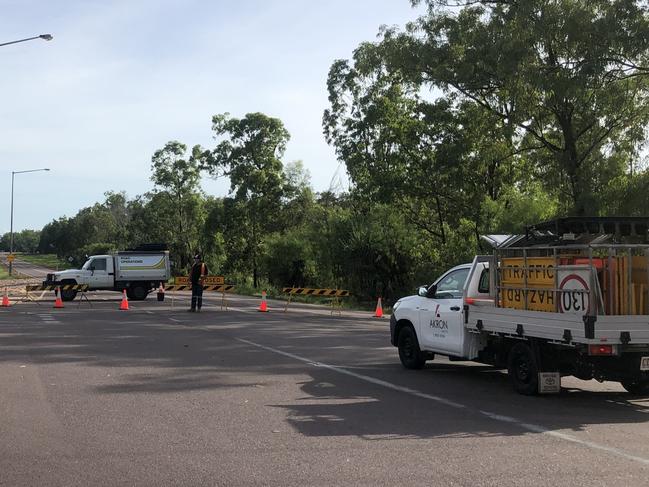 A fatal crash has taken place on the corner bend of the Howard Springs Rd and gunn Point Rd intersection. The Rd has been closed from Willard Rd to Sitella Rd. Picture: Will Zwar