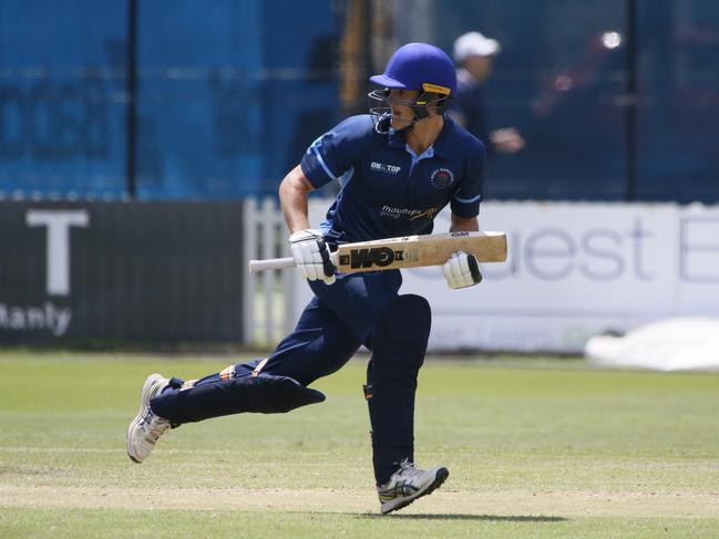 Manly captain Lukas Overhoff sets off during his innings of 36. Picture: Warren Gannon Photography