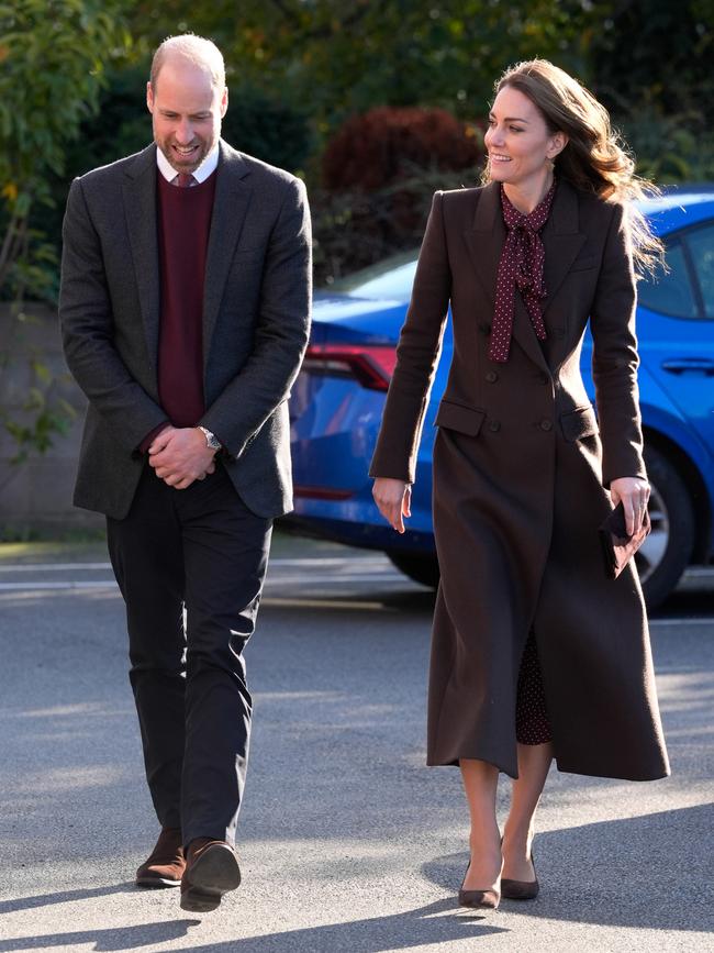 Prince William, Prince of Wales and Catherine, Princess of Wales arrive for a visit to Southport Community Centre on October 10.