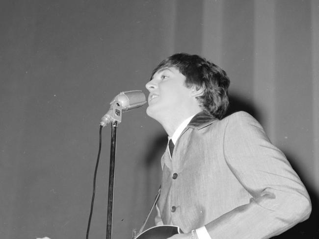 Paul McCartney performing in Adelaide, June 1964. Photo by Vic Grimmett. Arts Centre Melbourne, Performing Arts Collection