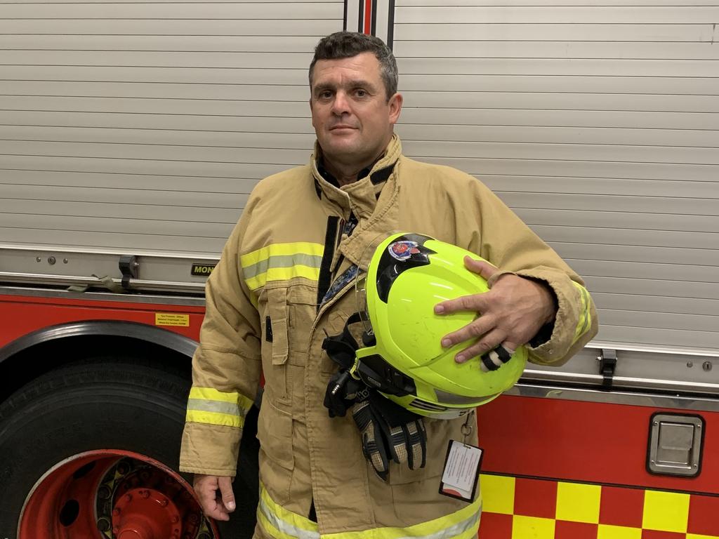 Fireman Daniel Spooner, 46, from Sutherland almost cut his finger off while doing some minor DIY renovations at home. Picture: Supplied