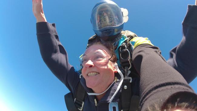 Forward Steps Mobility client Suzanne Hudson was one of 10 legally blind locals who leapt out of a plane over the Gold Coast during a tandem skydive.