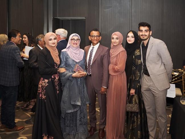 (L-R) Zaffar’s daughter Salma, wife Vina Basra, Zaffar Khan, daughter Umme-I-Ayman Zafar, and Jawad Shah