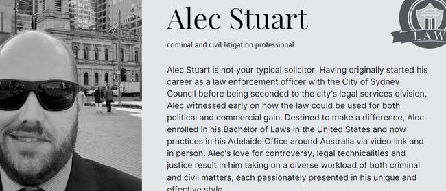 Alexander Pinnock aka Alec Stuart's website in February 2023.