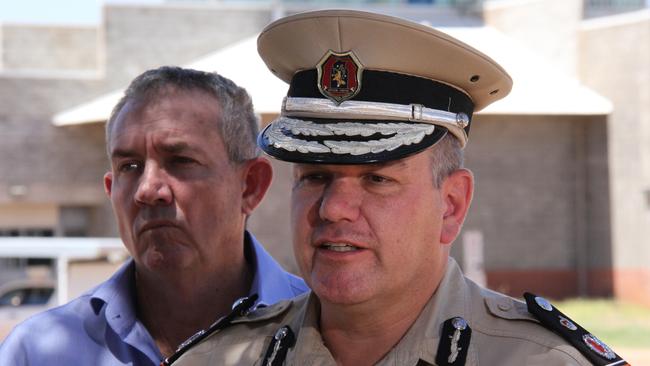 NT corrections commissioner Matthew Varley and Deputy chief minister Gerard Maley. Picture: Gera Kazakov