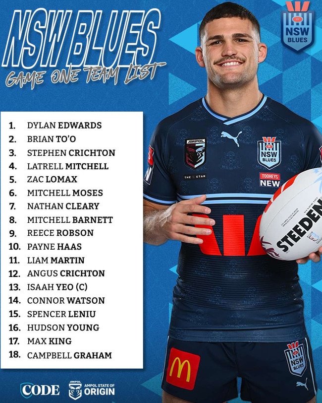 NSW Blues for Game 1 at Suncorp Stadium.