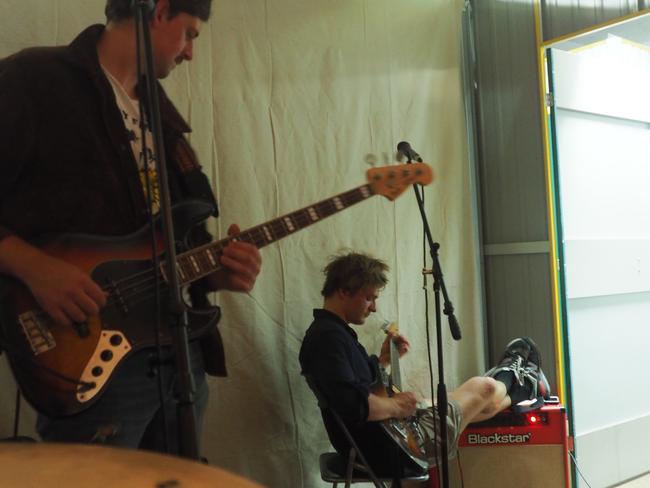 Jack and The Vitriots practicing in the storage unit. Picture: Tom Fleetwood