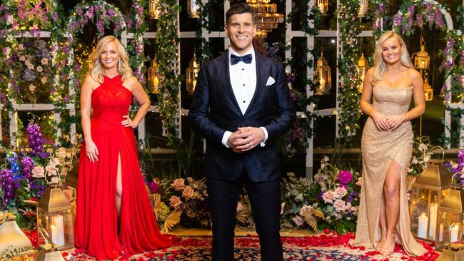 Bachelorette sisters Elly and Becky Miles’ with host Osher Gunsberg.