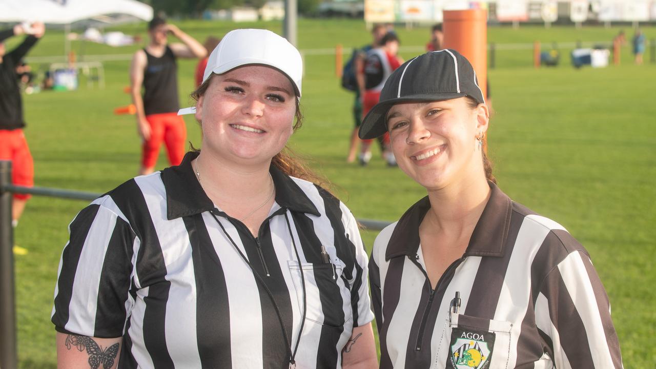 Tamika Brecknell and Sophie Farran at Mackay Gridiron vs Townsville Cyclones at West Tiger Park Walkerston. Saturday 20 January 2024 Picture:Michaela Harlow