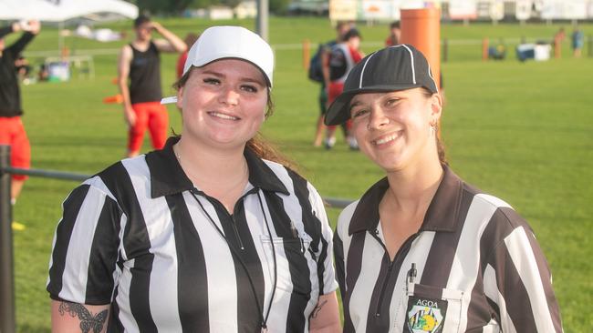 Tamika Brecknell and Sophie Farran at Mackay Gridiron vs Townsville Cyclones at West Tiger Park Walkerston. Saturday 20 January 2024 Picture:Michaela Harlow