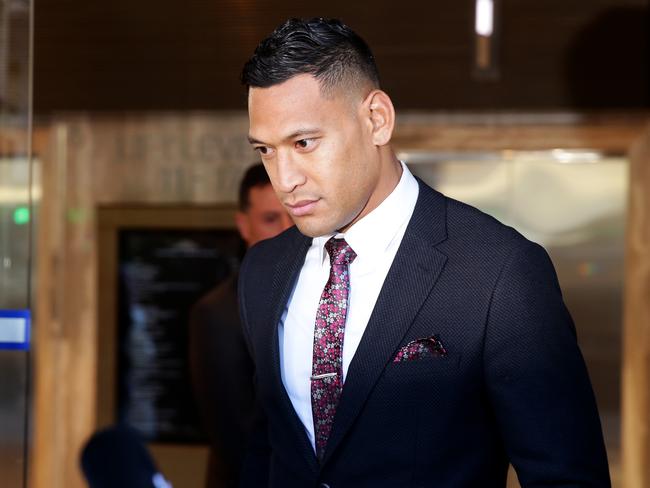 Israel Folau leaving the Fair Work Commission in East Sydney. Picture: Jonathan Ng